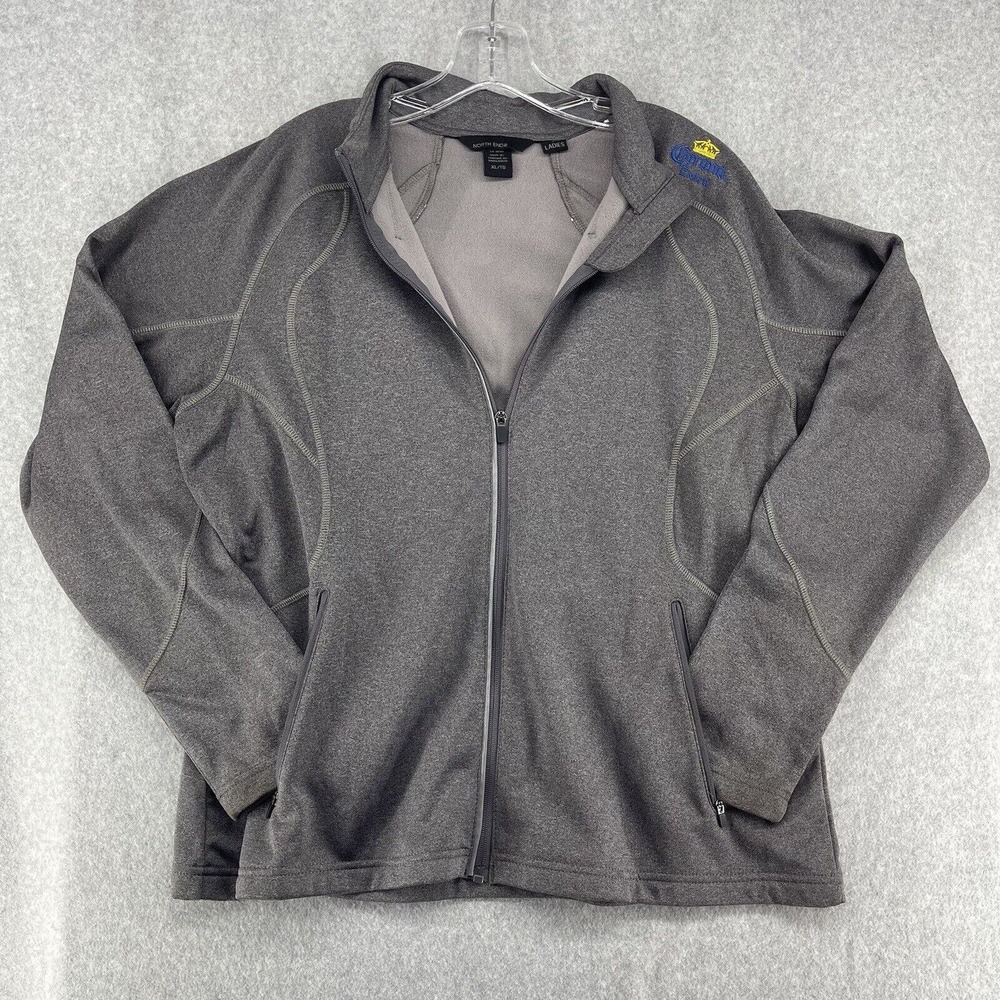 North End Corona Extra Full Zip Hoodie Womens Extra Large Gray Embroidered